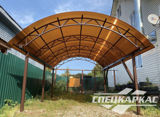 Навес из поликарбоната для одного автомобиля №89 - фото 1846