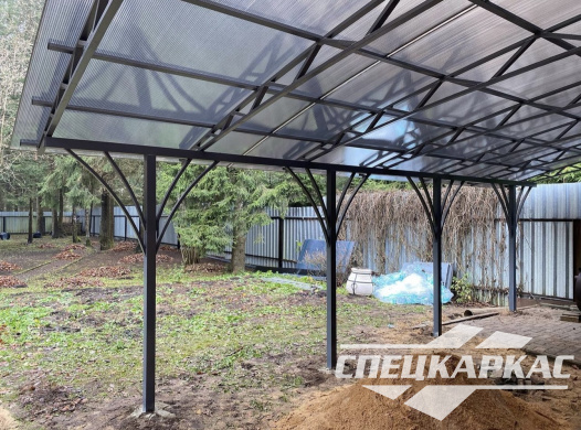 Навес из поликарбоната к дому для террасы №68 - фото 1638