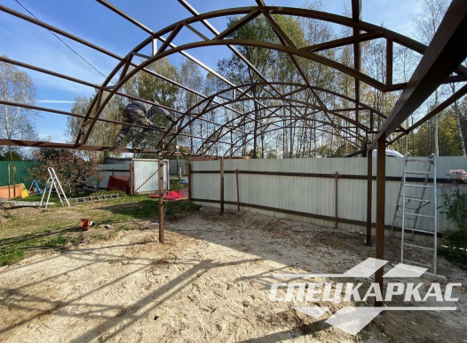 Арочный навес из поликарбоната на две машины №83 - фото 1785