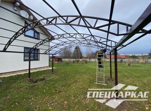 Арочный навес из поликарбоната на две машины №72 - фото 1674