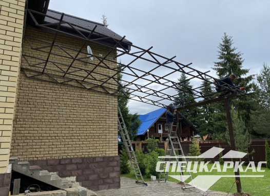 Навес к дому из поликарбоната | Навес над входом в дом №25 - фото 1211